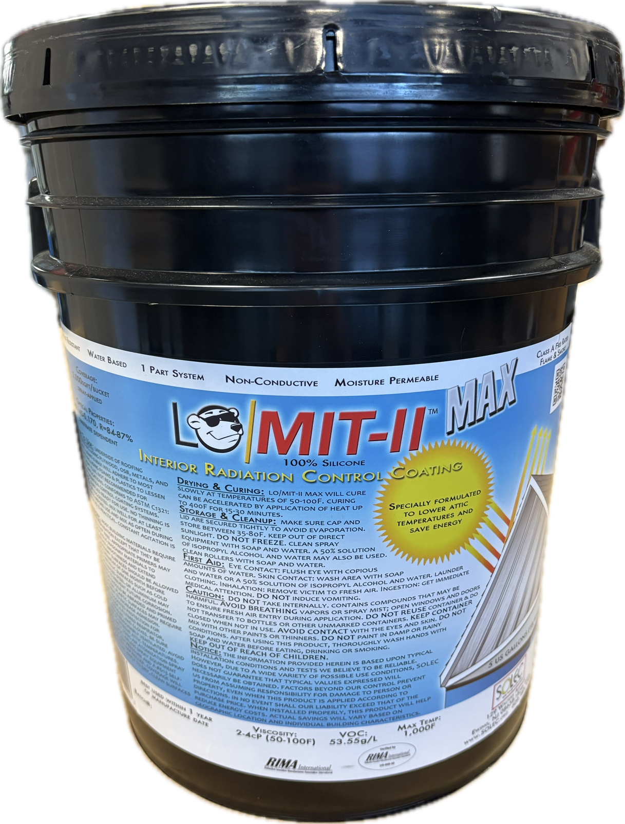 LO/MIT-II MAX Radiant Barrier Spray - 5 Gallon Attic Heat Reflective Paint (Covers 2,000 sqft)